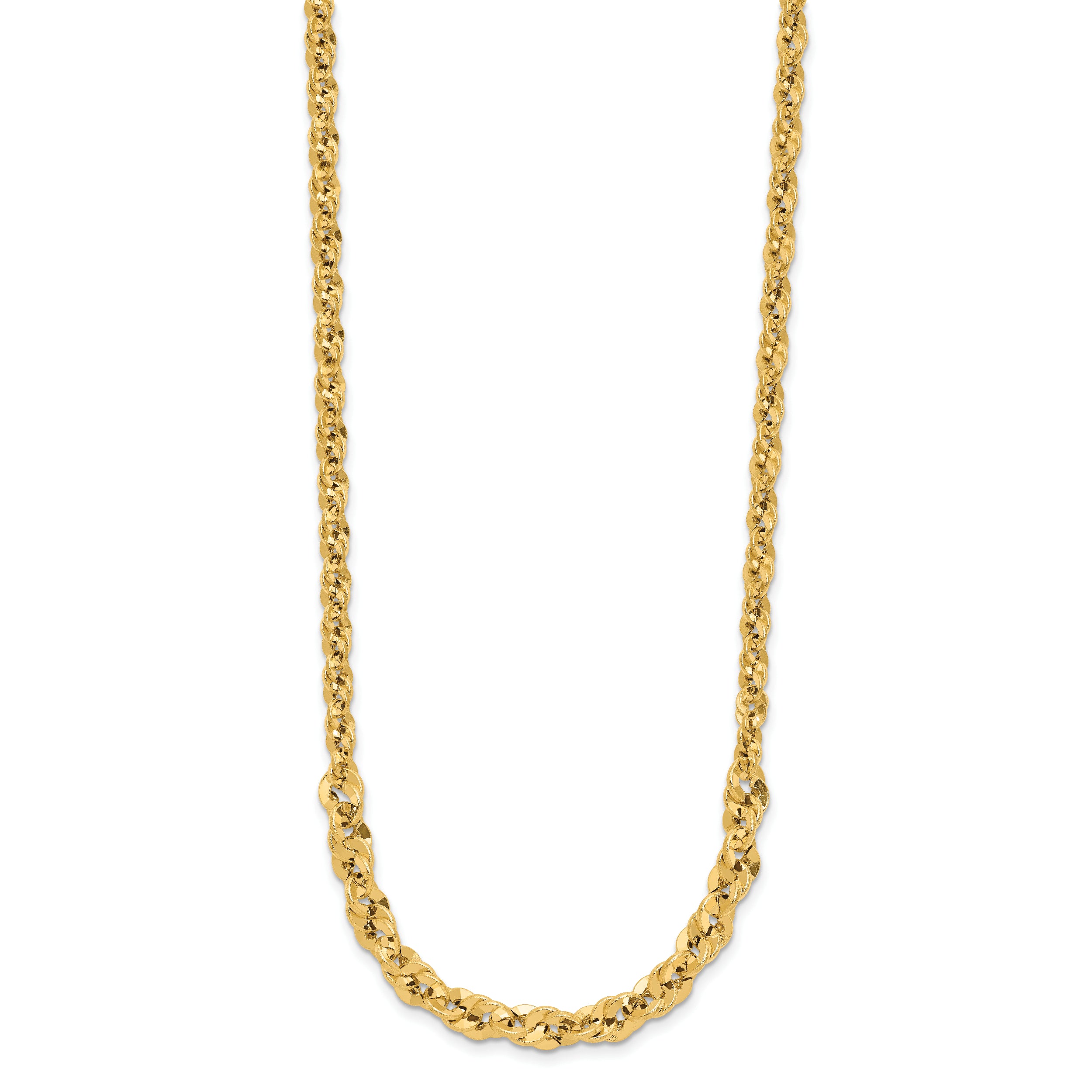 14k Polished and D/C Fancy Link Graduated 18in Necklace