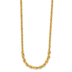 14k Polished and D/C Fancy Link Graduated 18in Necklace