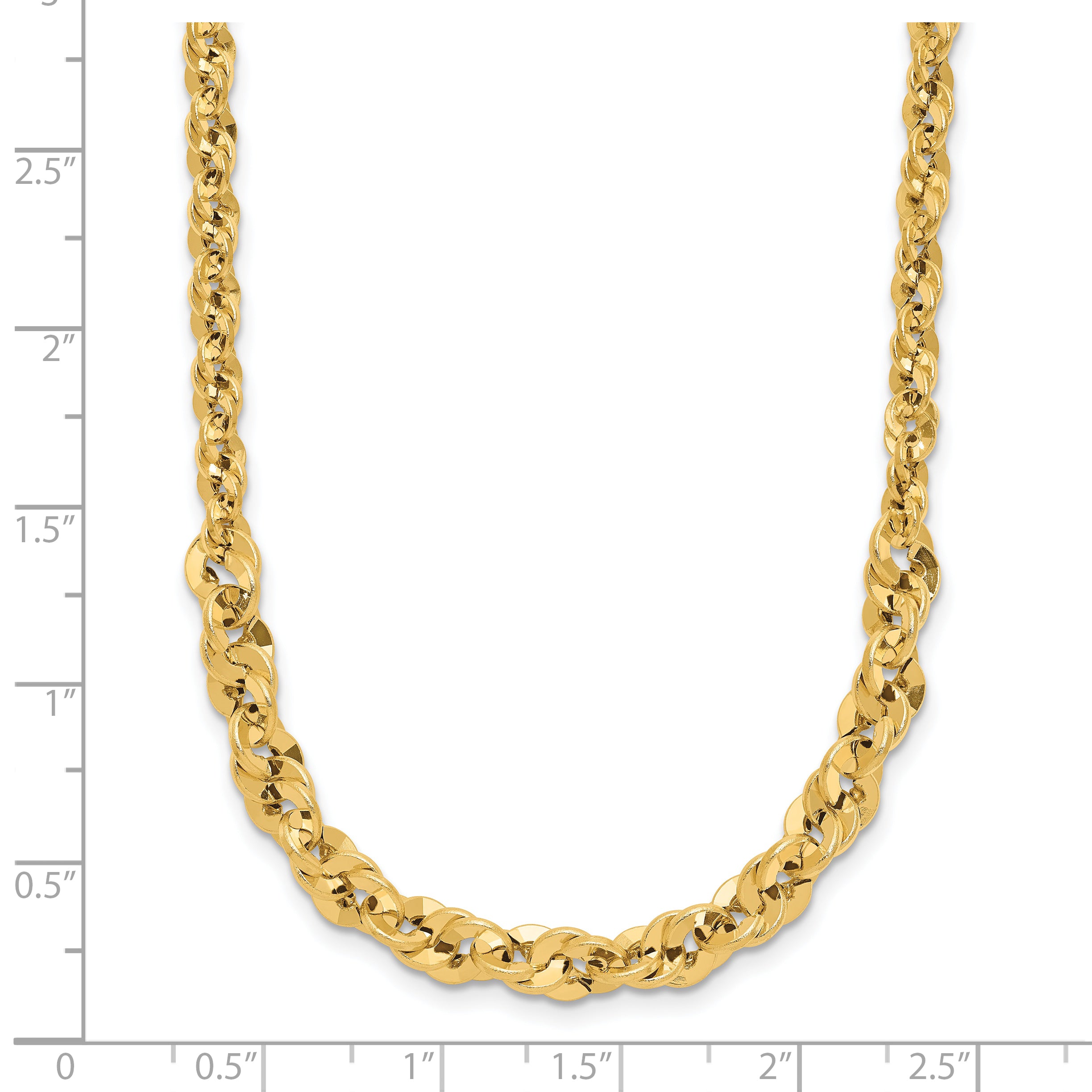 14k Polished and D/C Fancy Link Graduated 18in Necklace