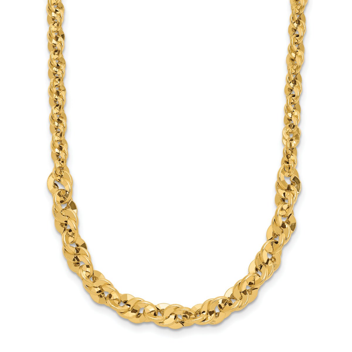 14k Polished and D/C Fancy Link Graduated 18in Necklace