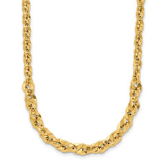 14k Polished and D/C Fancy Link Graduated 18in Necklace