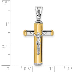 14K Two-tone Polished Crucifix Pendant