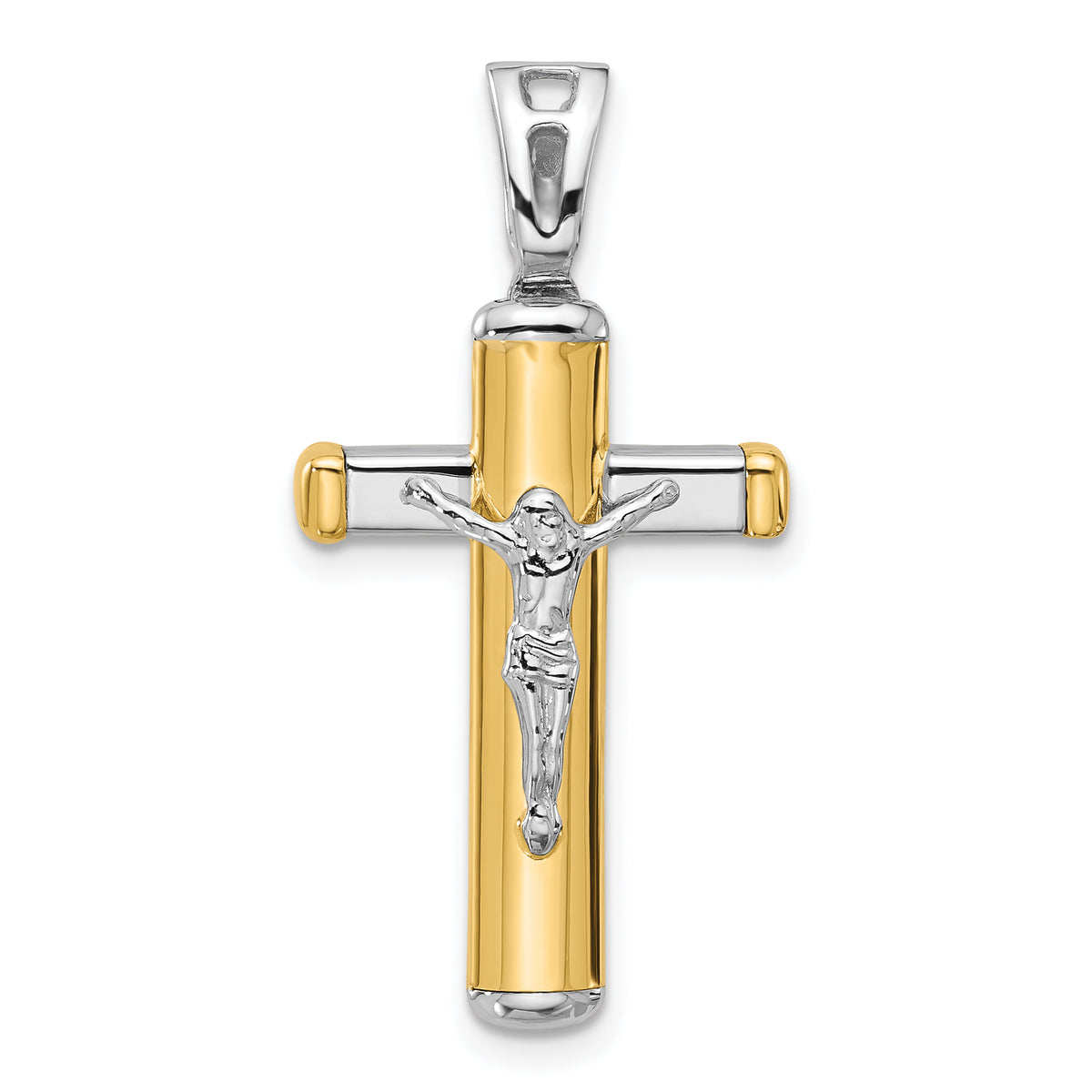 14K Two-tone Polished Crucifix Pendant