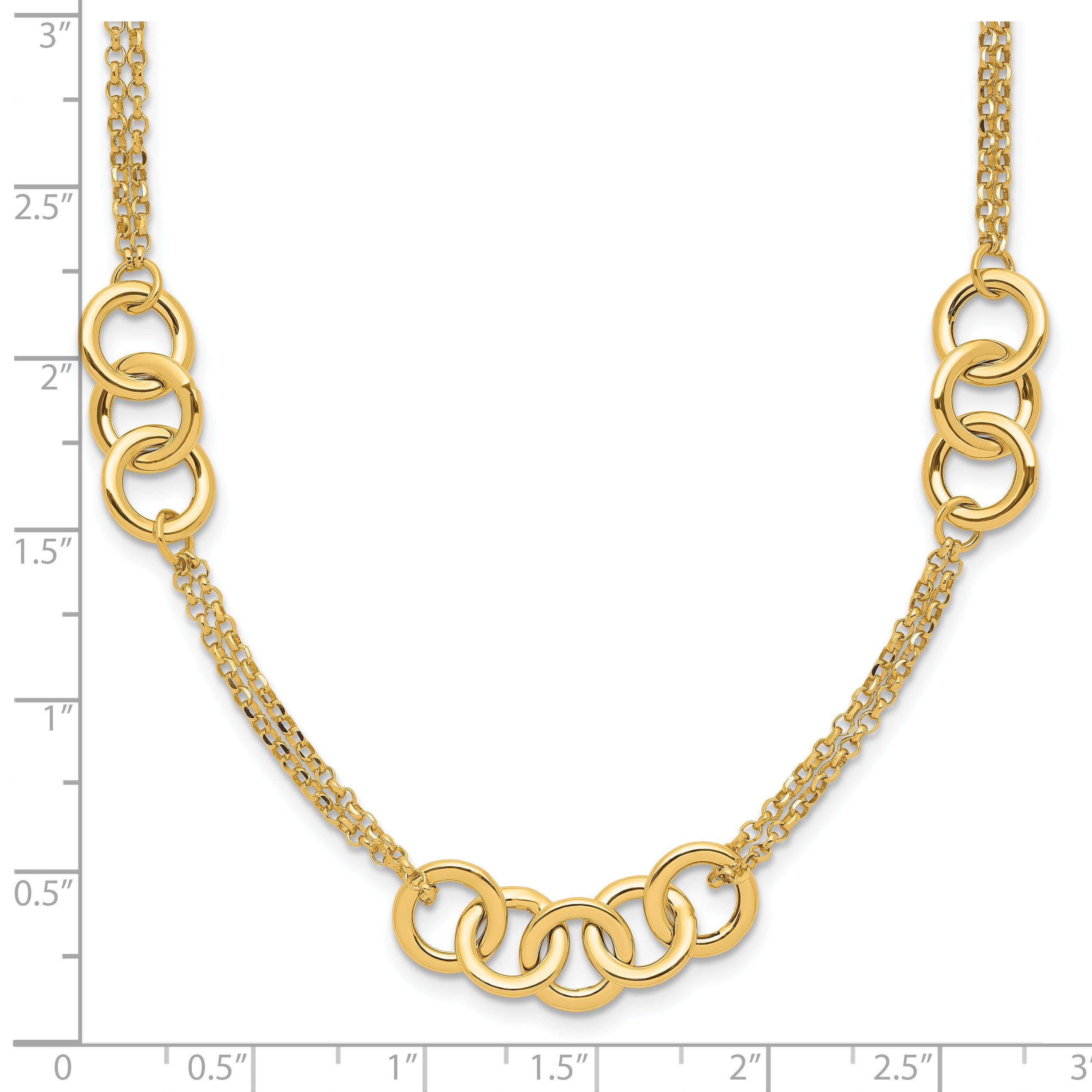 14K Polished 2-strand with Circles Necklace
