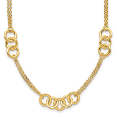 14K Polished 2-strand with Circles Necklace