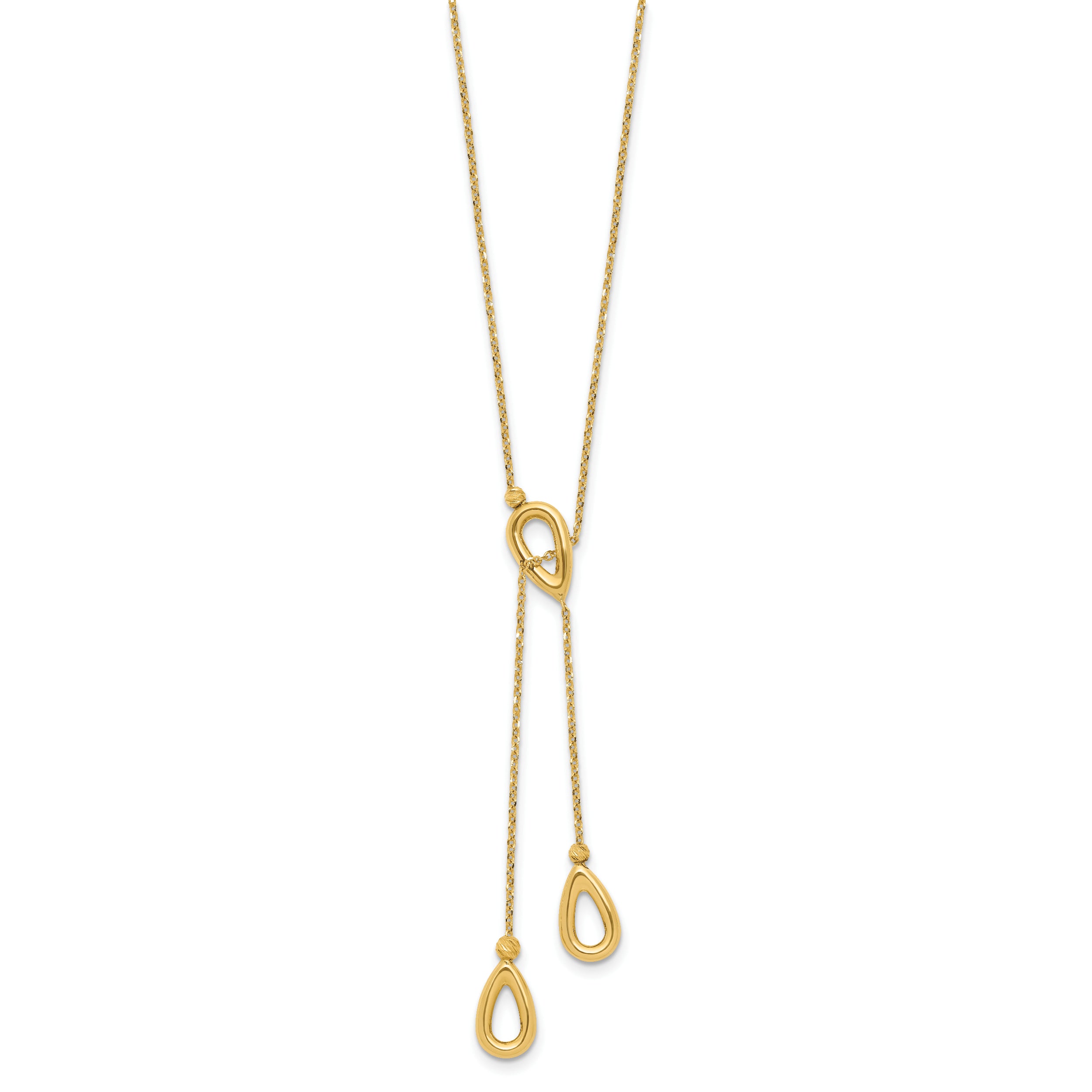 14k Polished Teardrop 16.5in with 1in ext Necklace