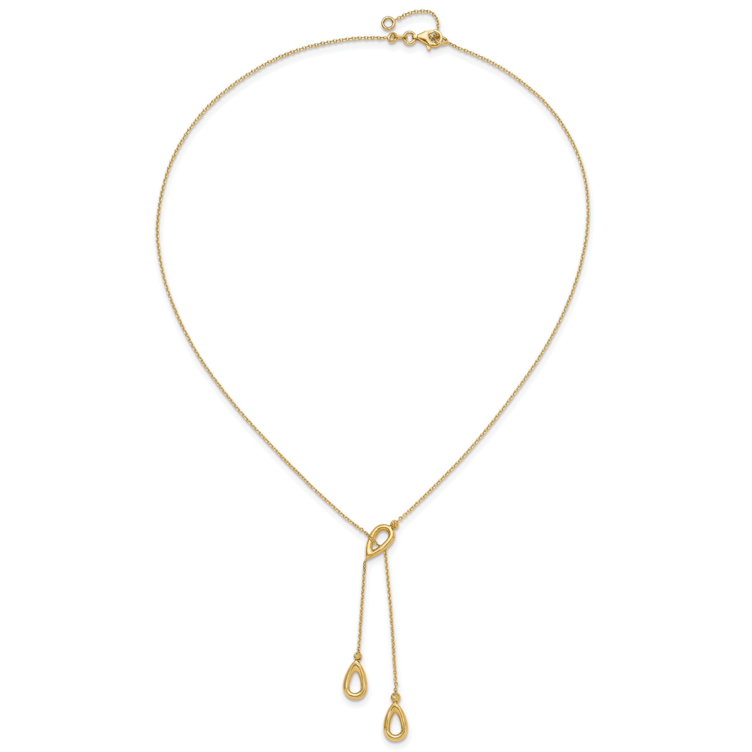 14k Polished Teardrop 16.5in with 1in ext Necklace