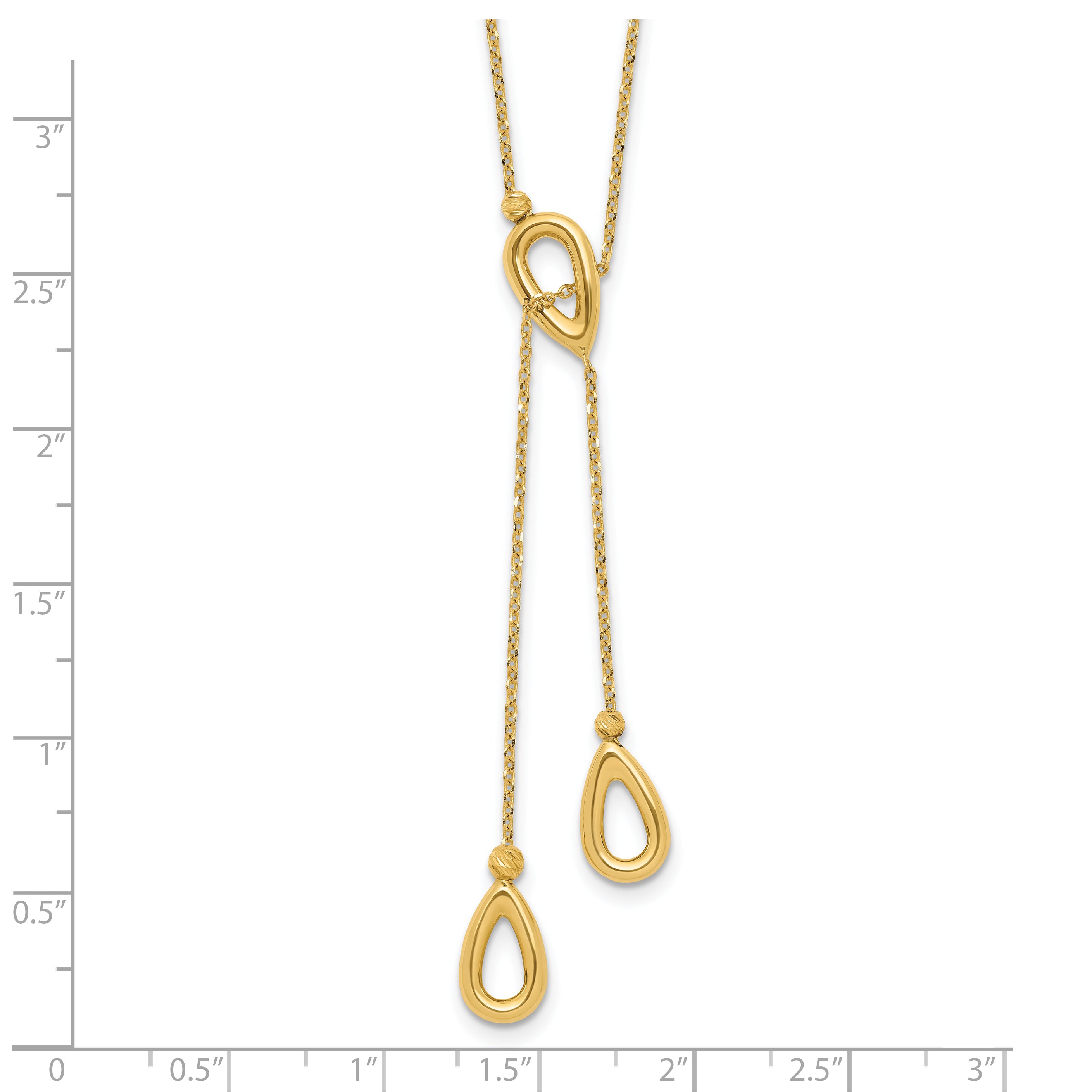 14k Polished Teardrop 16.5in with 1in ext Necklace