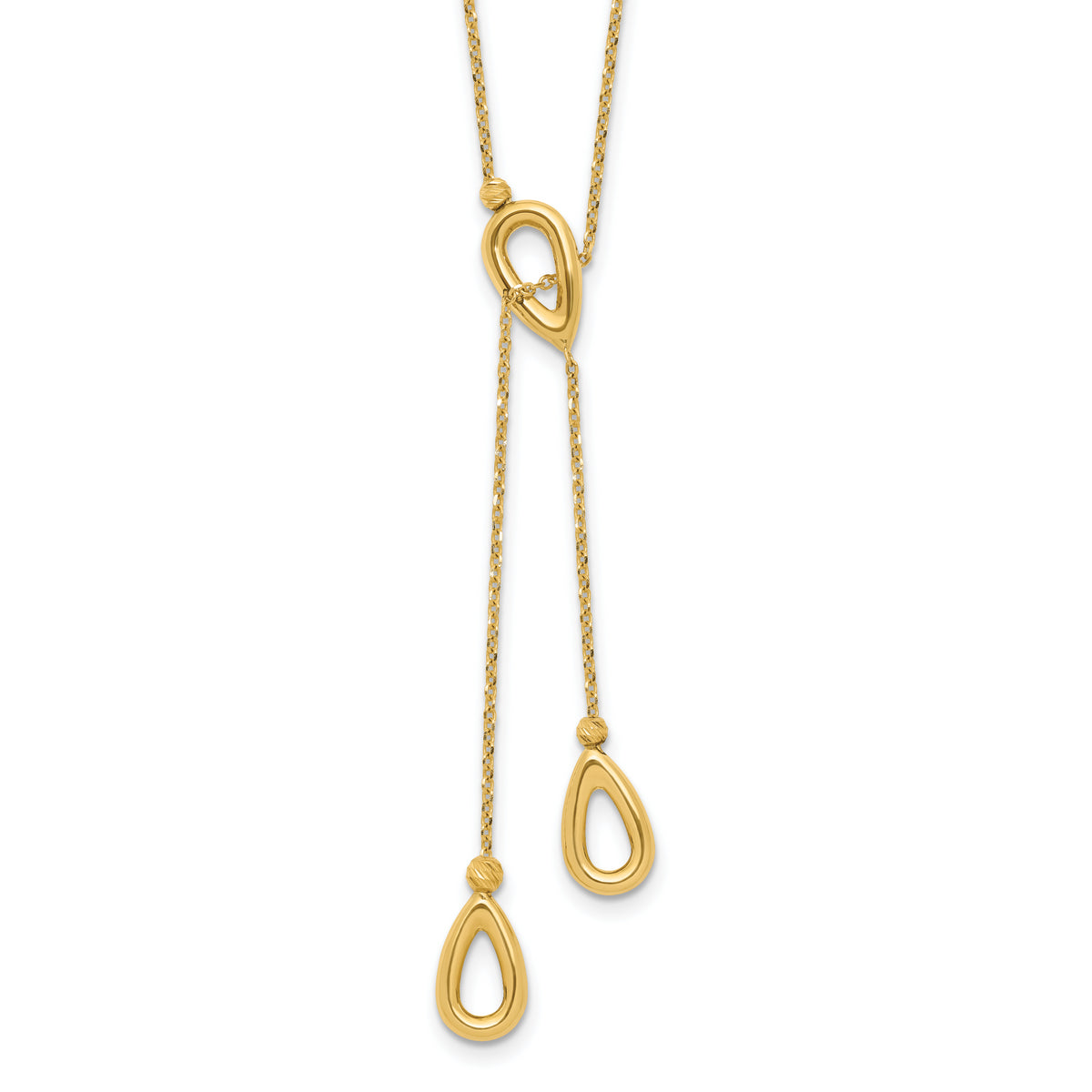 14k Polished Teardrop 16.5in with 1in ext Necklace