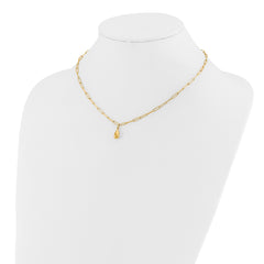 14K Polished Teardrop Paperclip Link Necklace