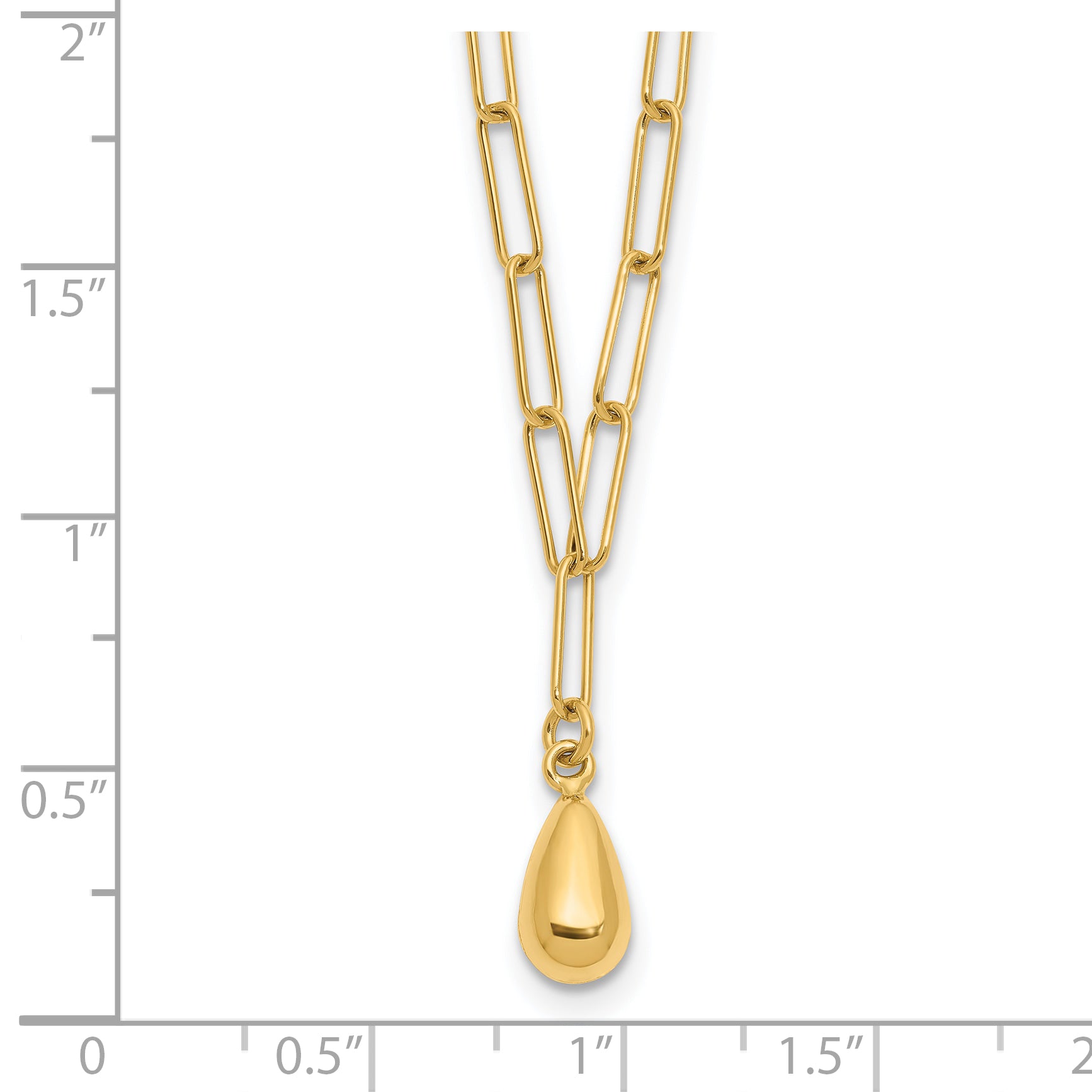 14K Polished Teardrop Paperclip Link Necklace