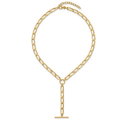 14K Polished Flat Oval Link Drop w/2in ext. Choker Necklace