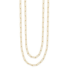 14K Polished and Textured 2-strand Paperclip Necklace