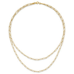 14K Polished and Textured 2-strand Paperclip Necklace