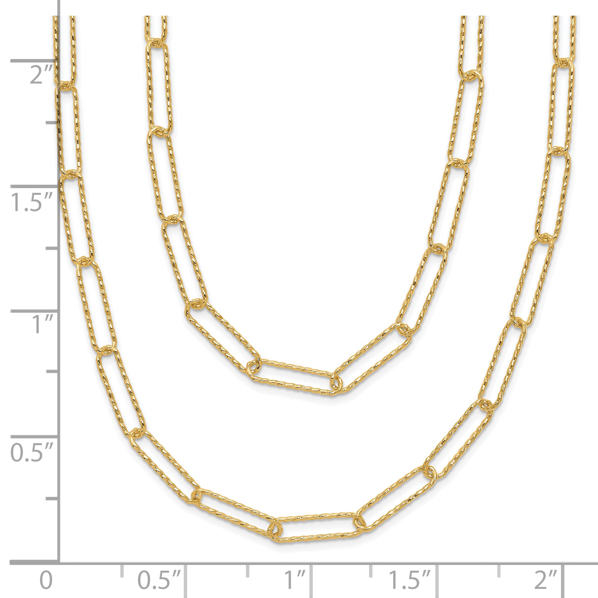 14K Polished and Textured 2-strand Paperclip Necklace