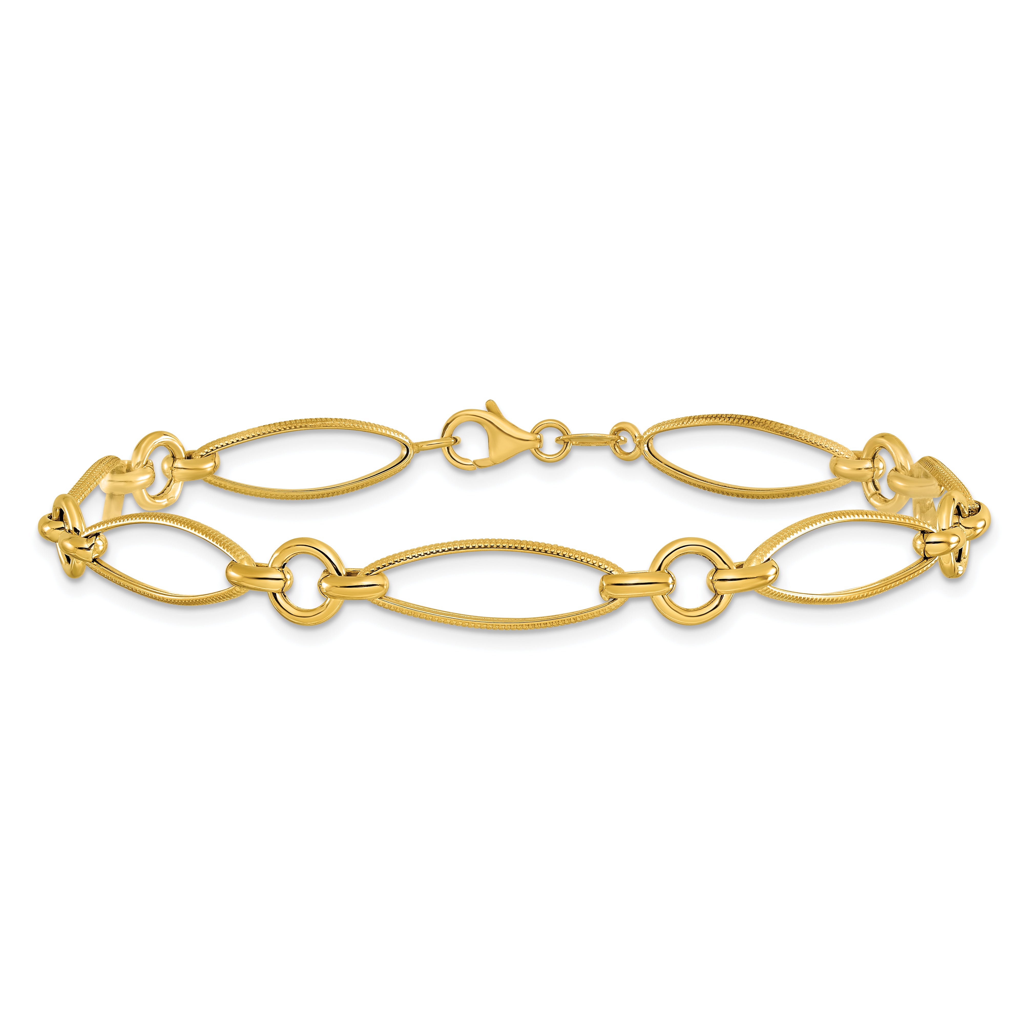 14K Polished Fancy Link 8.5in Bracelet