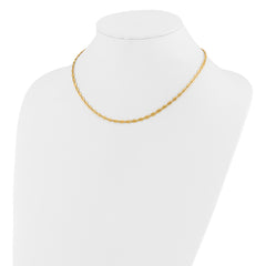 14K Polished and Textured Fancy Oval Link Necklace