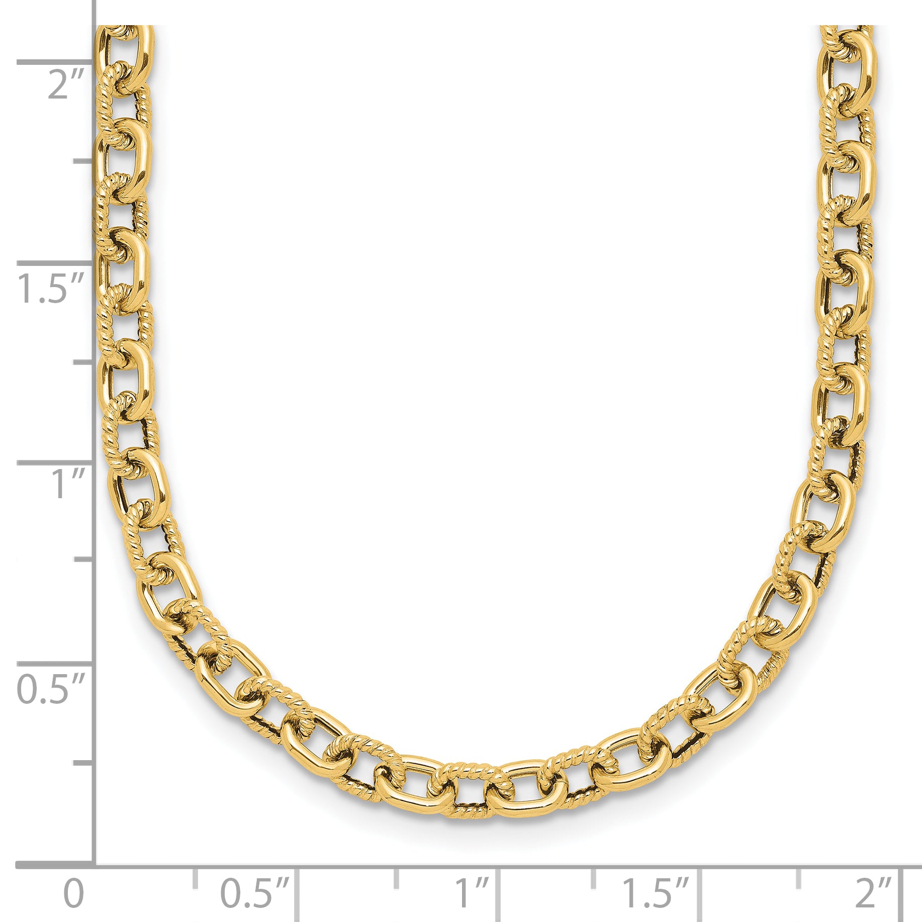 14K Polished and Textured Link Necklace