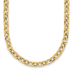 14K Polished and Textured Link Necklace