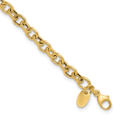 14K Polished and Textured Link Bracelet