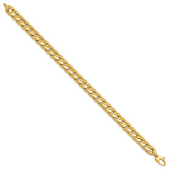 14K Polished and Textured Fancy Curb Men's Bracelet