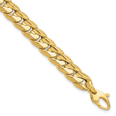 14K Polished and Textured Fancy Curb Men's Bracelet