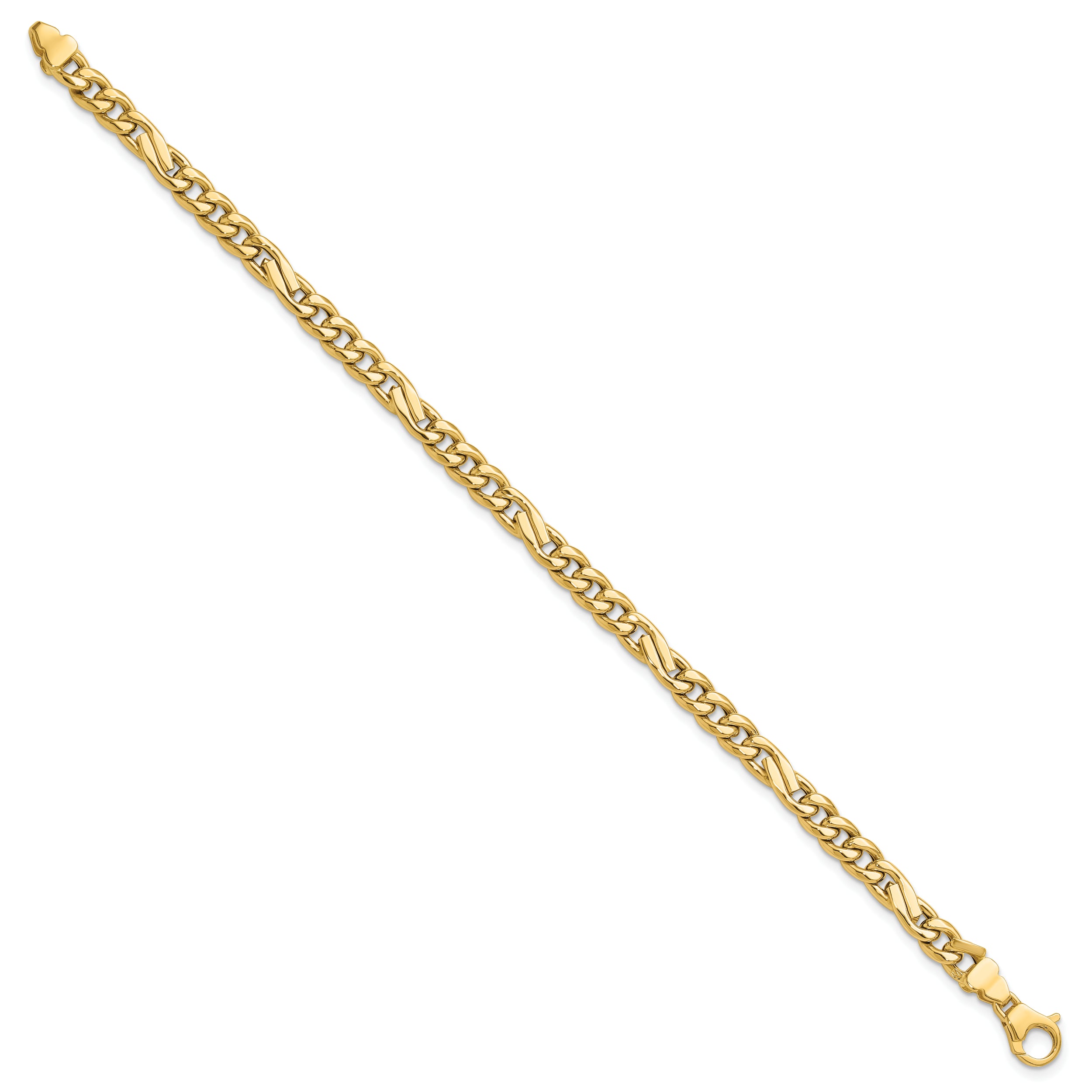 14K Polished Fancy Figaro Link Bracelet