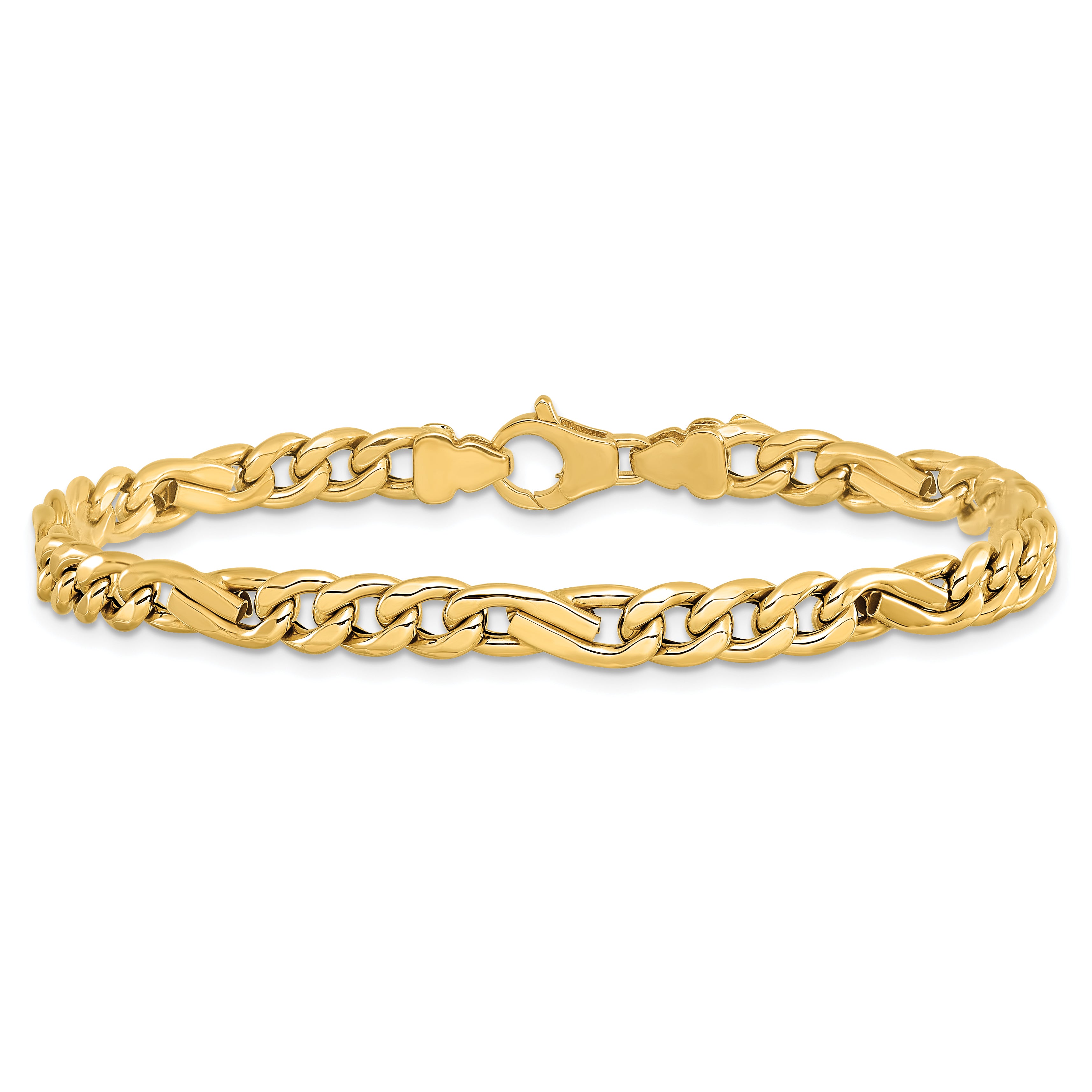 14K Polished Fancy Figaro Link Bracelet