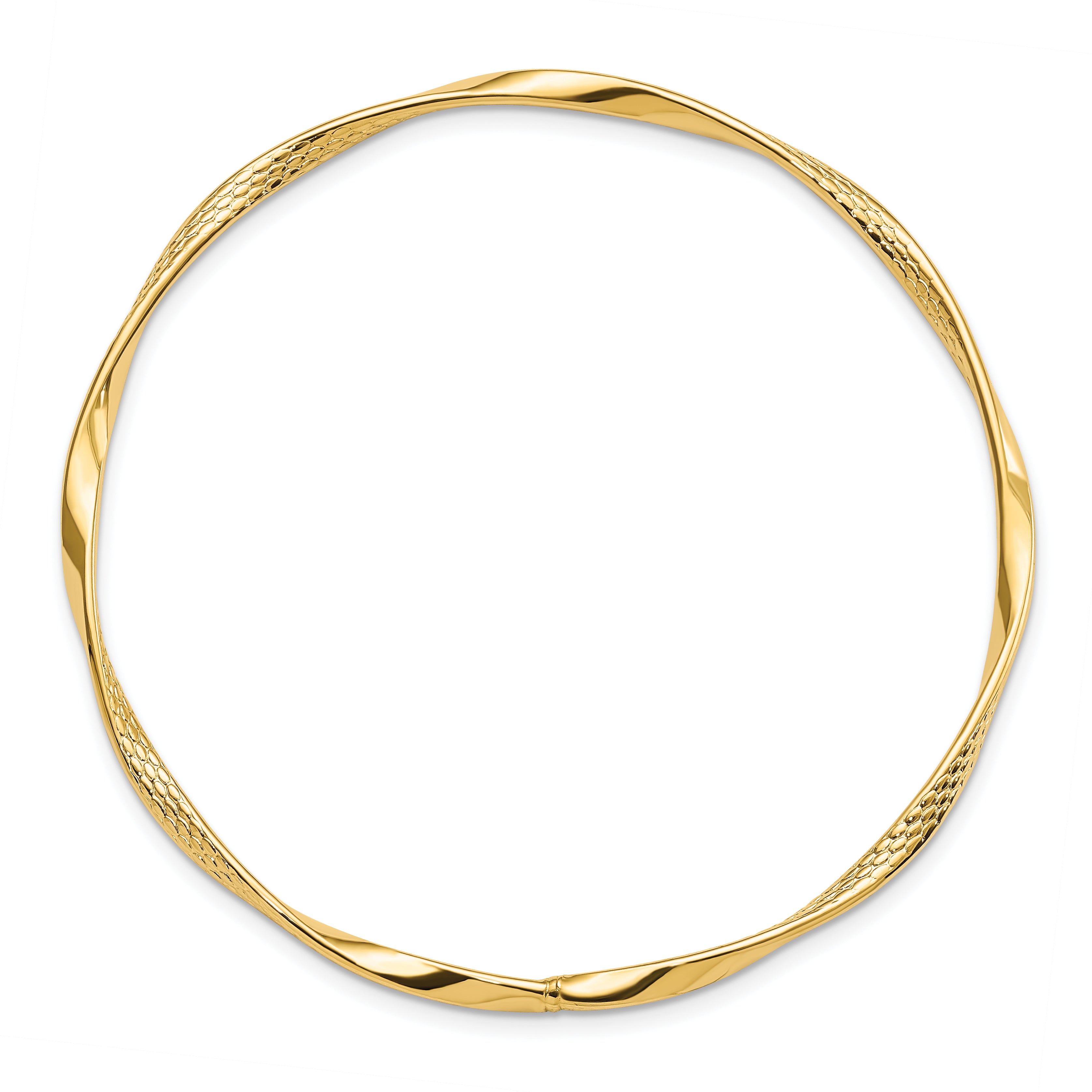 14K Gold Polished Textured Bangle with Lifetime Guarantee