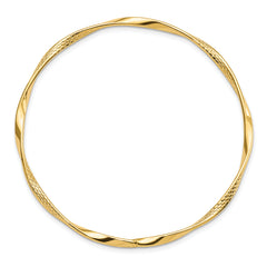 14K Gold Polished Textured Bangle with Lifetime Guarantee