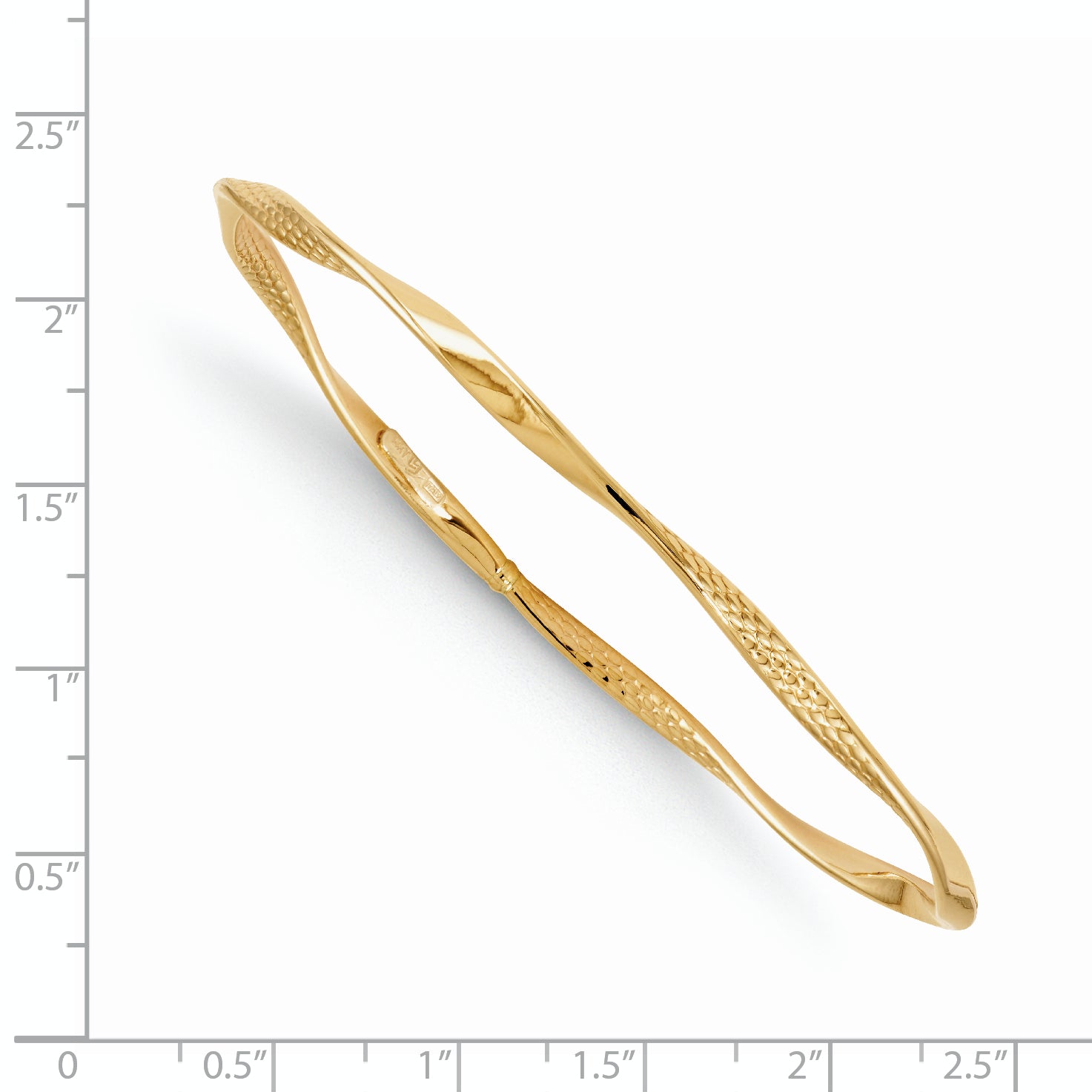 14K Gold Polished Textured Bangle with Lifetime Guarantee