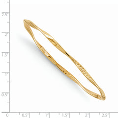 14K Gold Polished Textured Bangle with Lifetime Guarantee