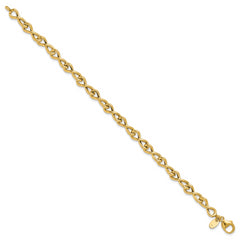 14K Polished/Textured Twisted Infinity Link Bracelet