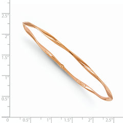 14K Rose Gold Twisted Slip-On Bangle with Polished Elegant Design