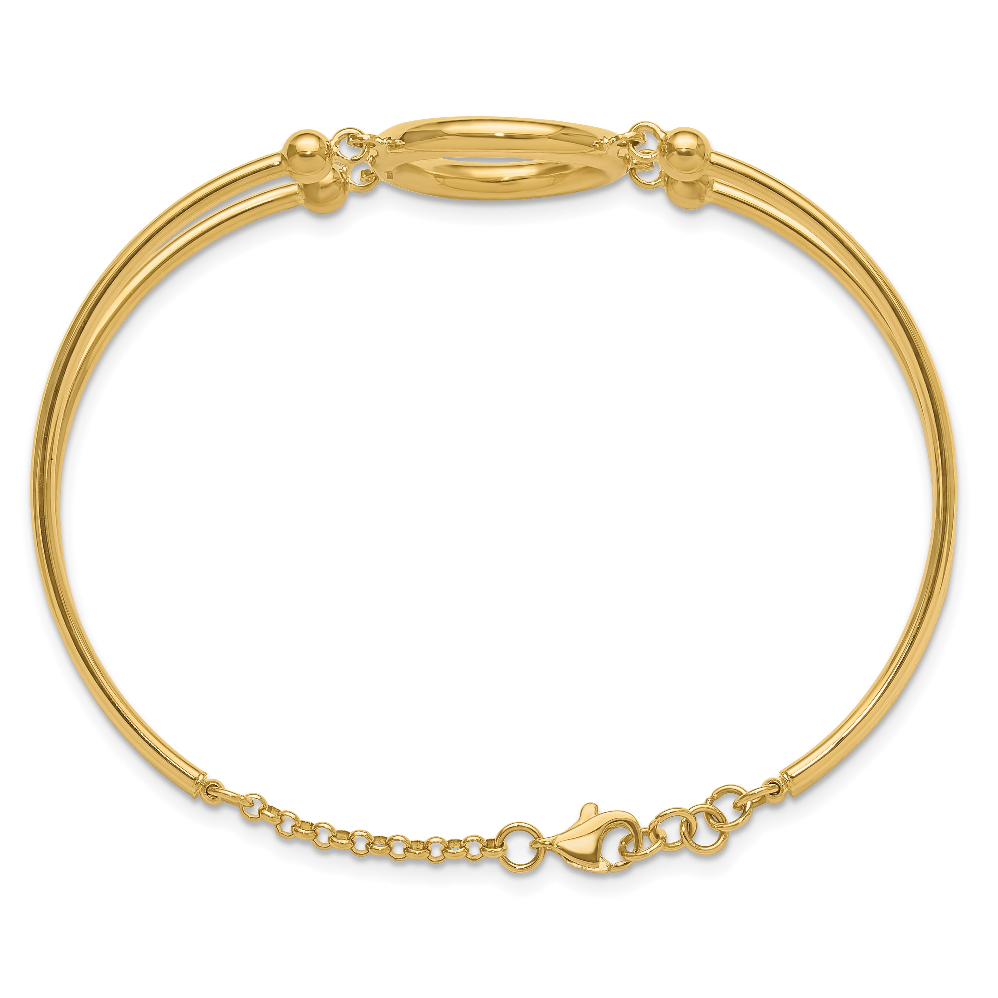 14K Polished Circle w/Clasp Bangle Bracelet