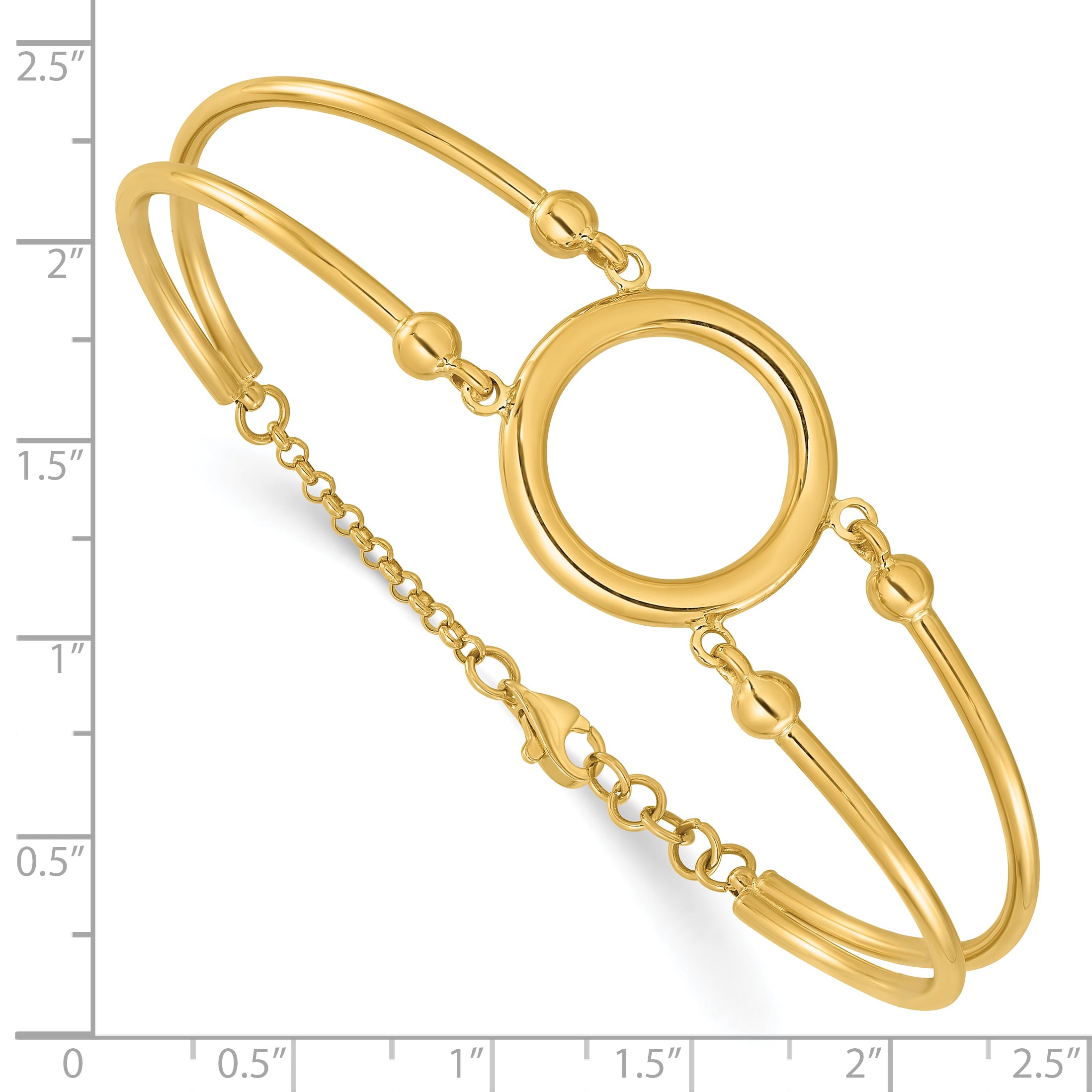 14K Polished Circle w/Clasp Bangle Bracelet