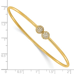 14K Polished CZ Flexible Bangle