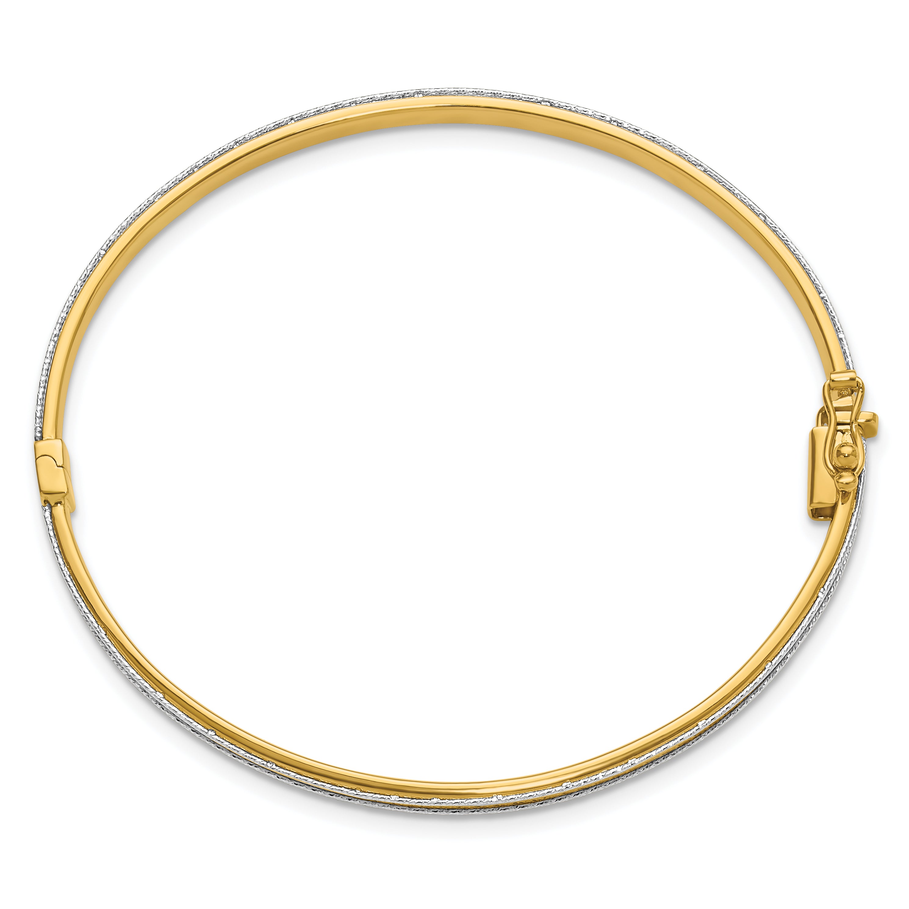 14K Two-tone Polished and D/C Hinged Bangle