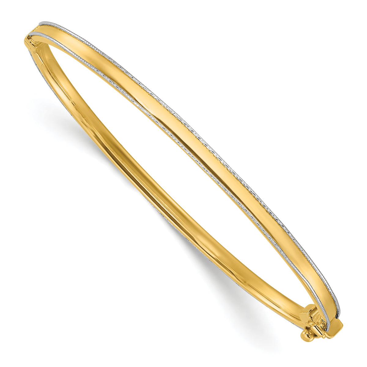 14K Two-tone Polished and D/C Hinged Bangle