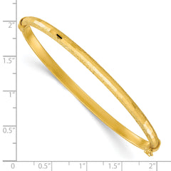 14K Polished/Textured and Diamond-cut Hinged Bangle