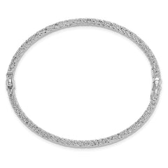 14K WG Polished/Textured and Diamond-cut Twist Hinged Bangle