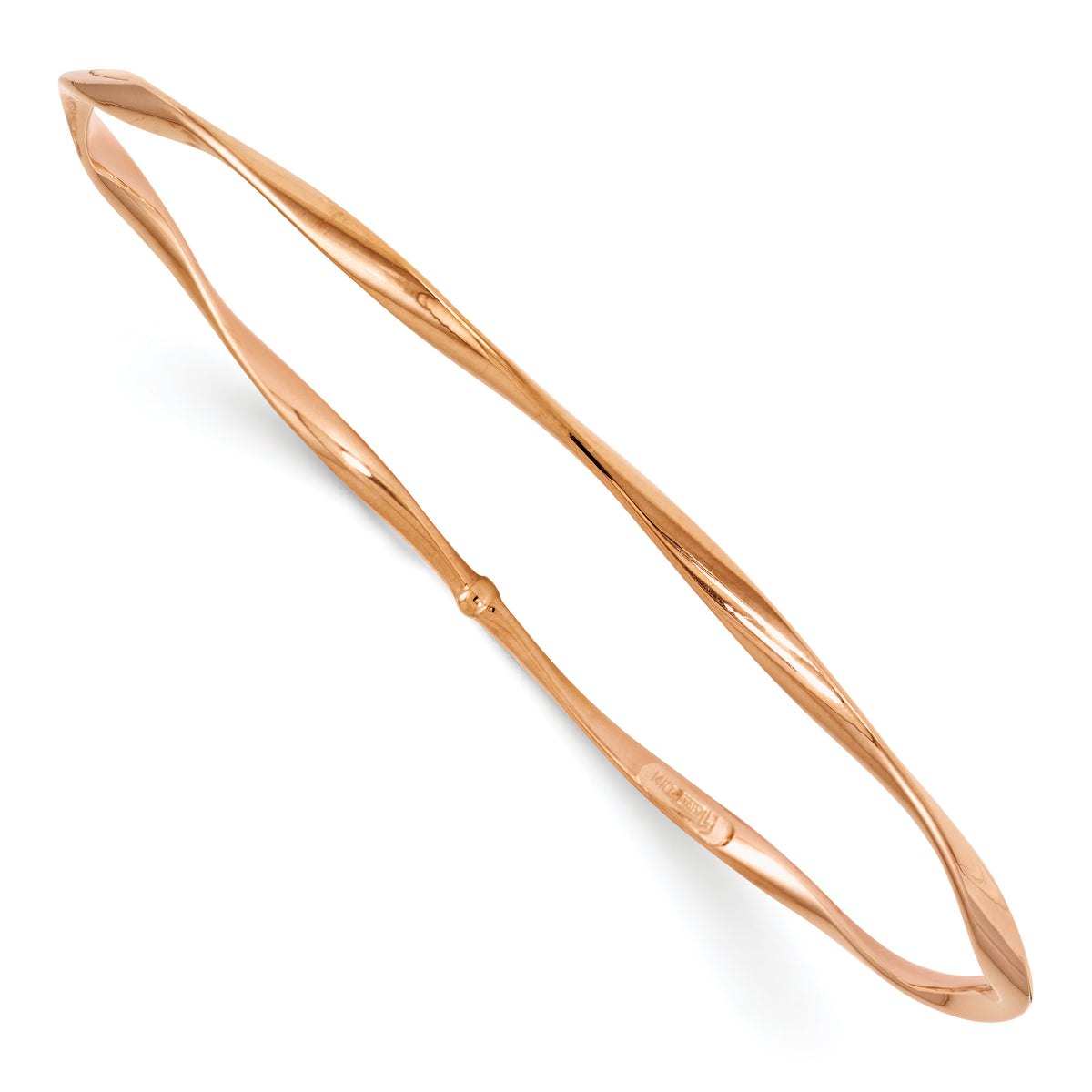 14K Rose Gold Polished Twisted Slip-on Bangle