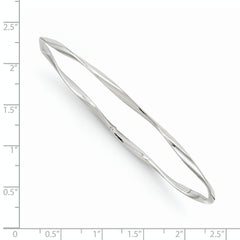 14K White Gold Twisted Bangle with Polished Rhodium Finish