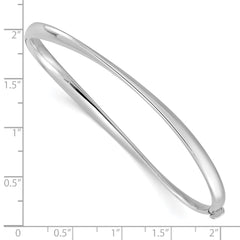 14k White Gold Polished Twisted Hinged Bangle Bracelet