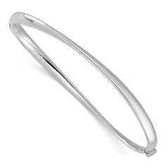 14k White Gold Polished Twisted Hinged Bangle Bracelet