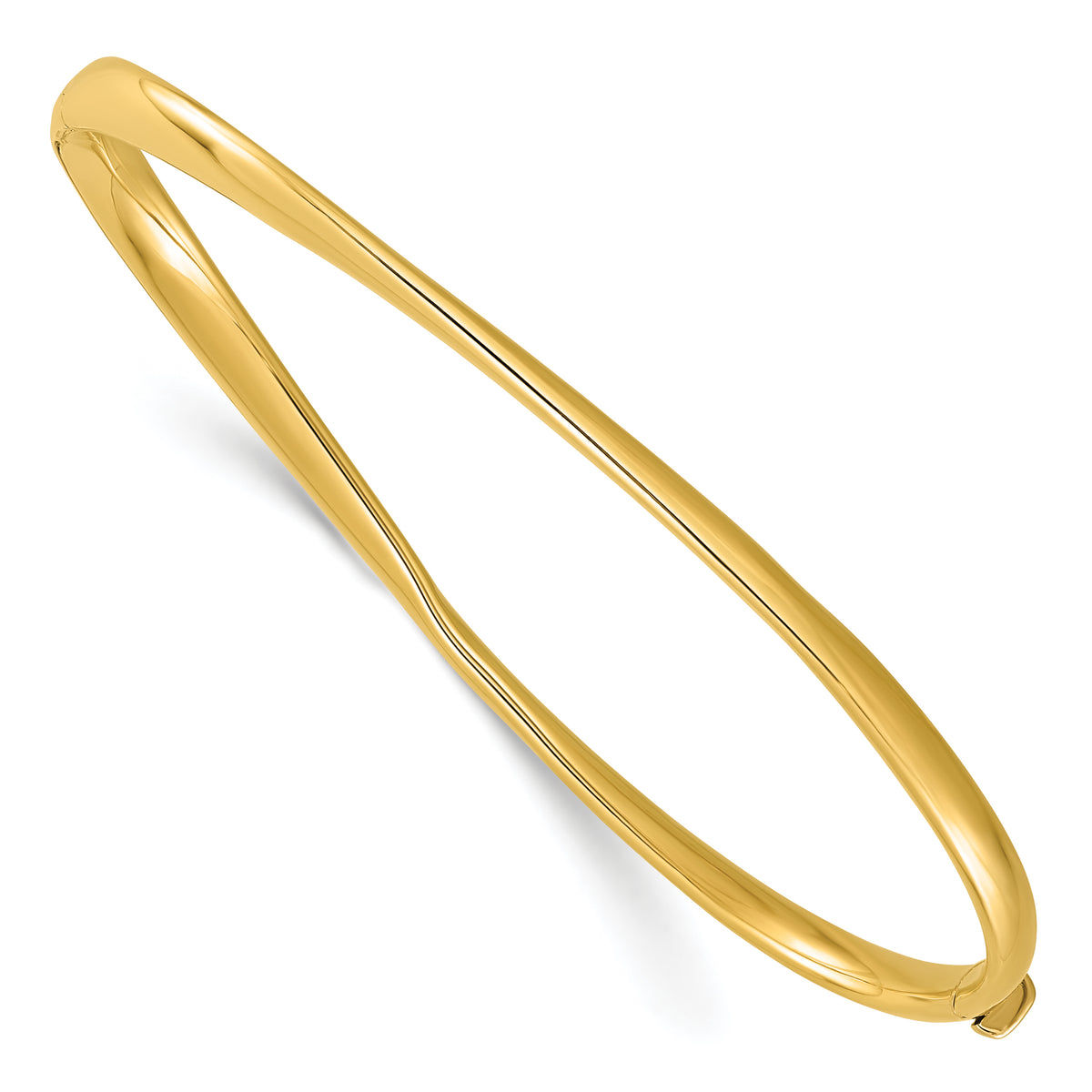 14k Polished Twisted Hinged Bangle Bracelet