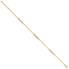 14K Polished Station 9in Plus 1in ext. Anklet