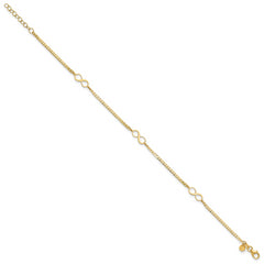 14k Polished Infinity Symbol 9in Plus 1in ext. Anklet