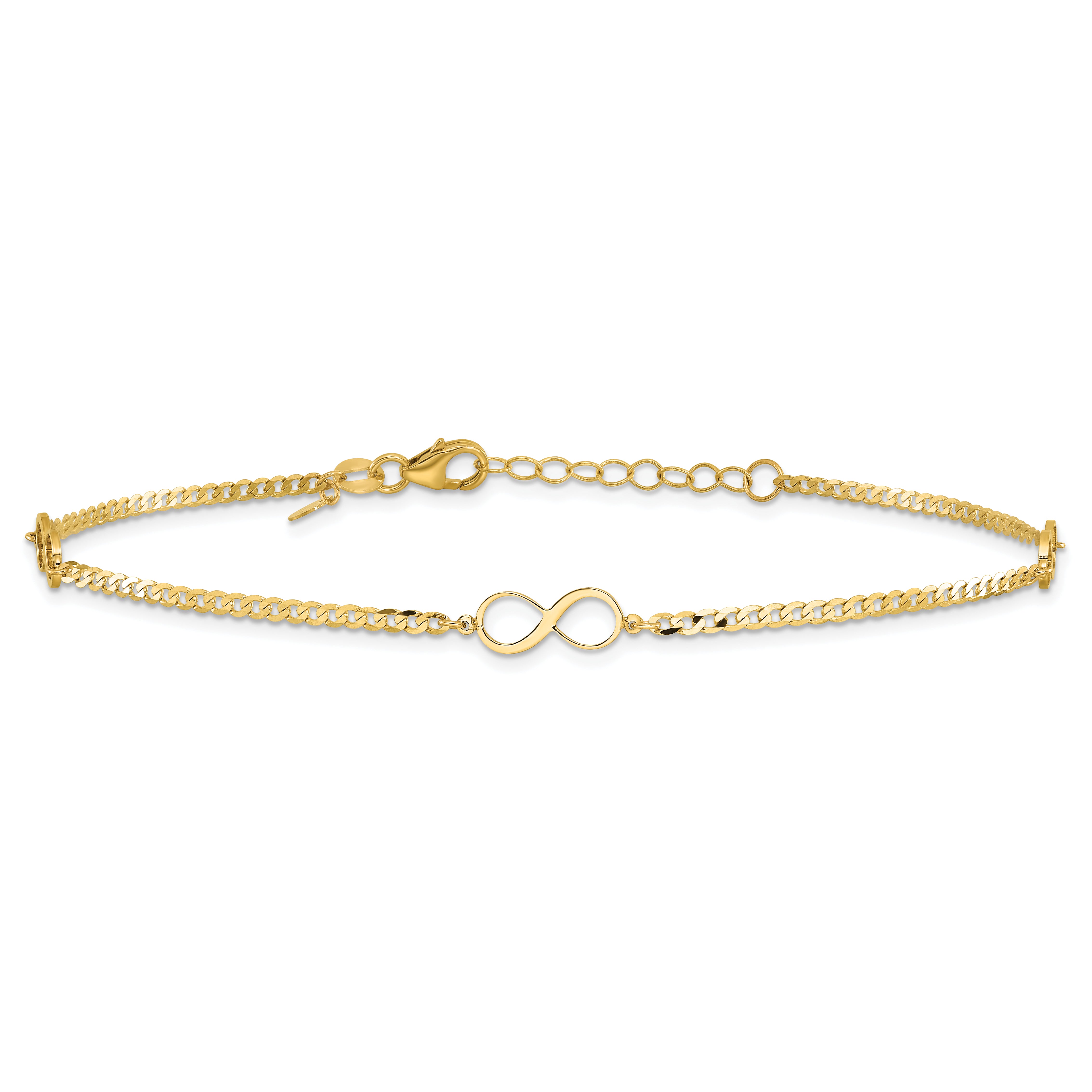 14k Polished Infinity Symbol 9in Plus 1in ext. Anklet