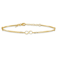 14k Polished Infinity Symbol 9in Plus 1in ext. Anklet